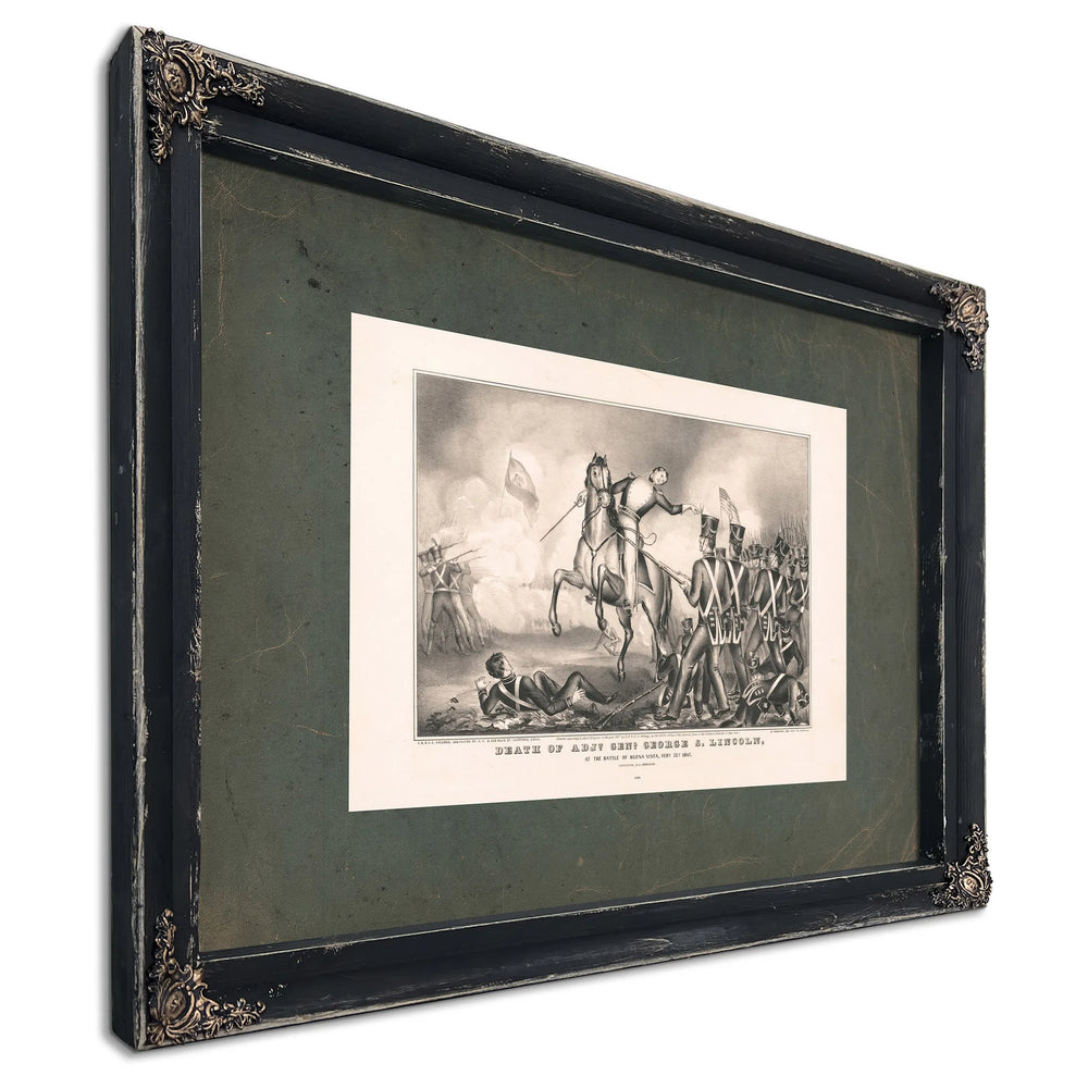 Death of Adjutant General George S Lincoln 1847 — Ebony Framed Canvas Print | Bella Frye