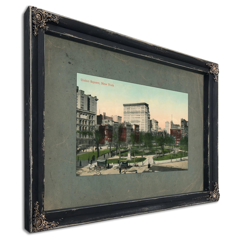 Union Square in Fading Light a Manhattan Memory Suspended in Time — Ebony Framed Canvas Print | Bella Frye
