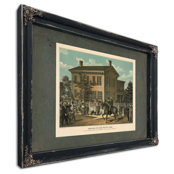 Abraham Lincolns Return Home After His Successful Campaign for the Presidency — Ebony Framed Canvas Print | Bella Frye