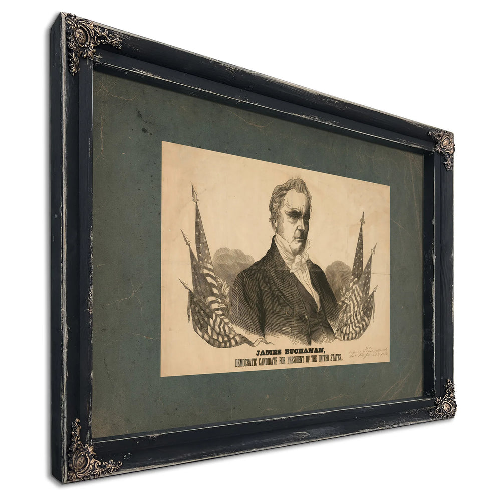 James Buchanan Democratic Candidate for President of the United States 1856 — Ebony Framed Canvas Print | Bella Frye