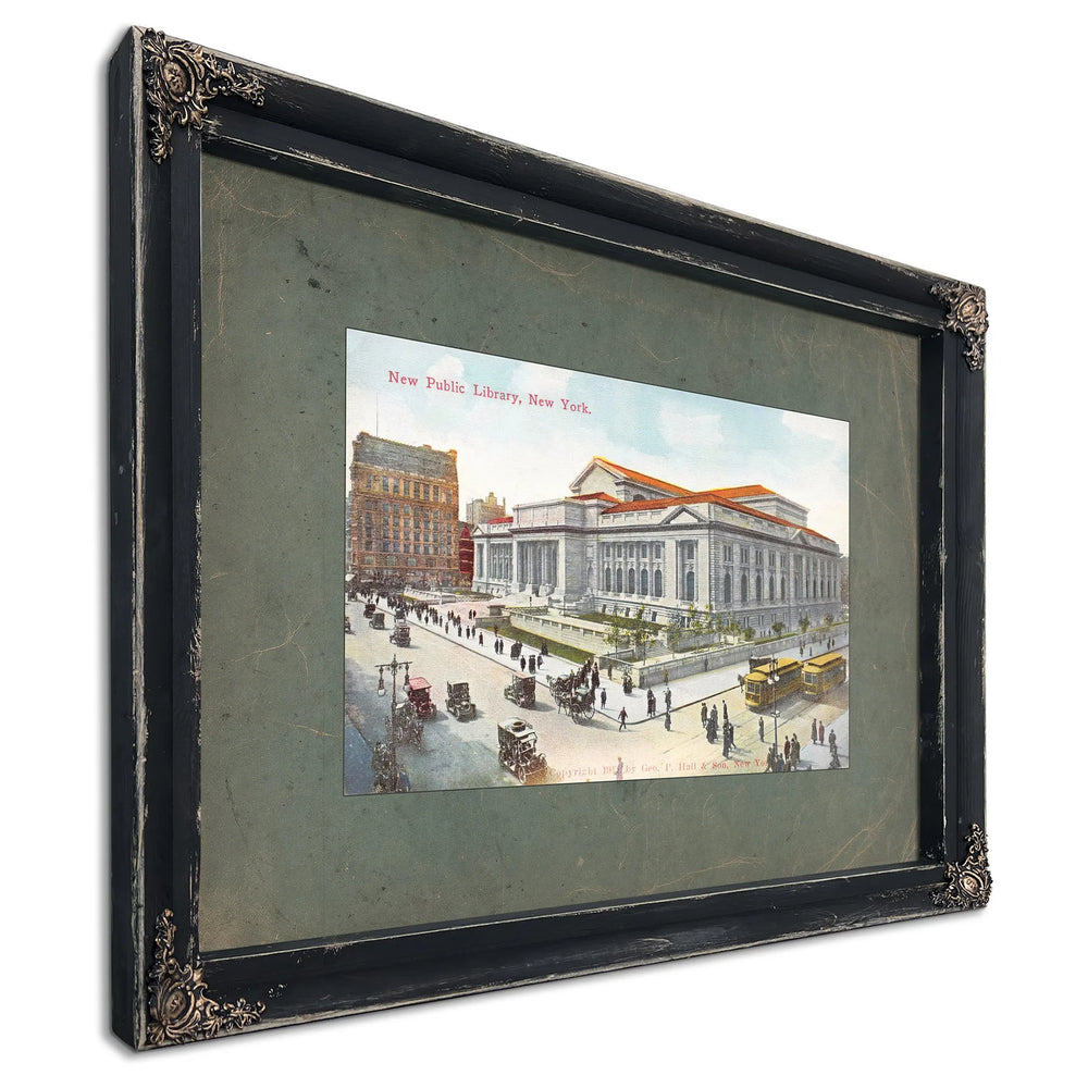 The Grand Repository New York Public Library Postcard — Ebony Framed Canvas Print | Bella Frye