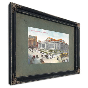 The Grand Repository New York Public Library Postcard — Ebony Framed Canvas Print | Bella Frye