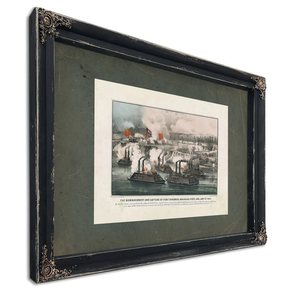 Bombardment and Capture of Fort Hindman Arkansas Post Ark Jany 11th 1863 186 — Ebony Framed Canvas Print | Bella Frye