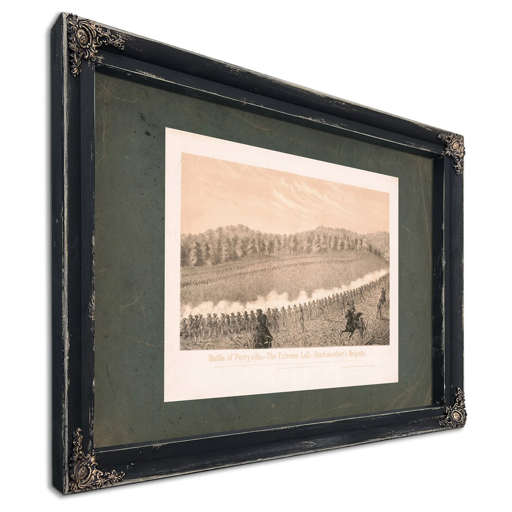 Battle of Perryvillethe Extreme Left Starkweathers Brigade 19th Century — Ebony Framed Canvas Print | Bella Frye