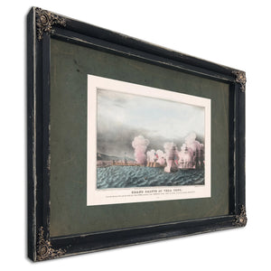 Grand Salute at Vera Cruz From the American Fleet and the Castle San Juan Du — Ebony Framed Canvas Print | Bella Frye