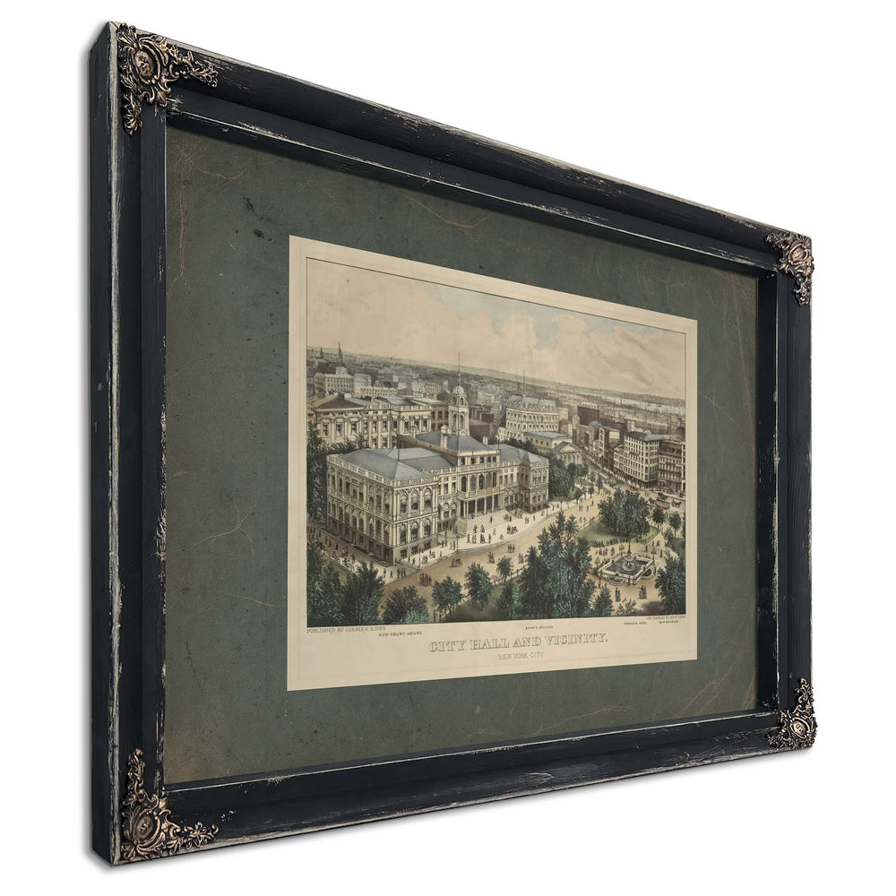 City Hall and Vicinity New York City 187 1899 — Ebony Framed Canvas Print | Bella Frye