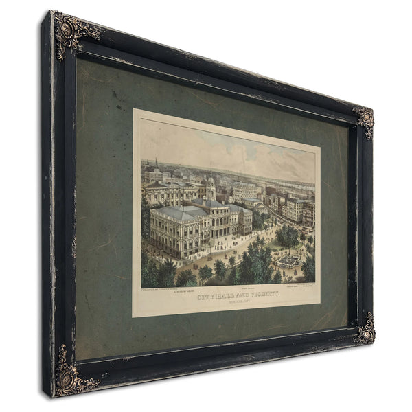 City Hall and Vicinity New York City 187 1899 — Ebony Framed Canvas Print | Bella Frye
