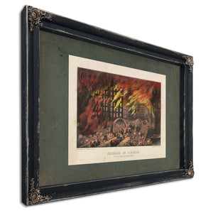 Chicago in Flames Scene at Randolph Street Bridge 1872 1874 — Ebony Framed Canvas Print | Bella Frye
