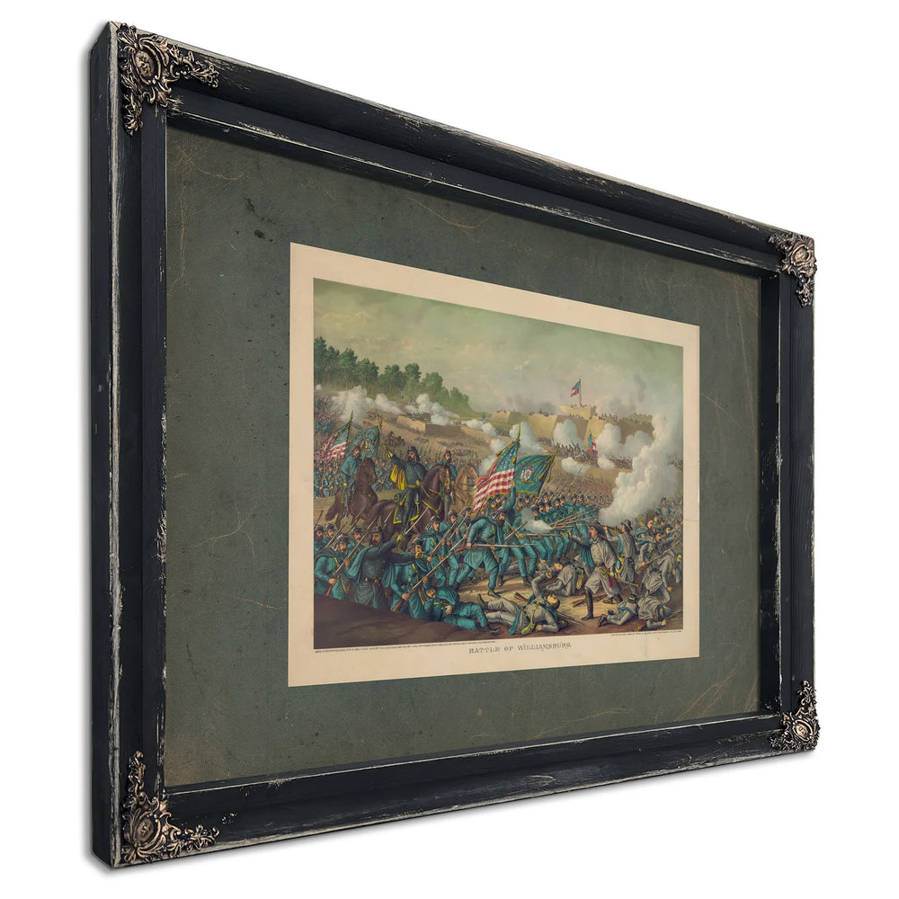 Battle of Williamsburggen Hancocks Charge May 5 1862 Union Gen Mcclellan Con — Ebony Framed Canvas Print | Bella Frye