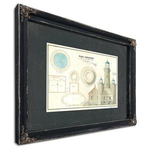 The Keepers Vigil Matinicus Rock Lighthouse Architectural Blueprint — Ebony Framed Canvas Print | Bella Frye