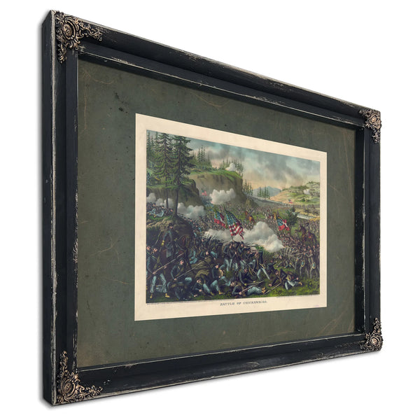 Battle of Chickamaugasept 19 2 1863federal Gen Rosecrans Com Confederate G — Ebony Framed Canvas Print | Bella Frye