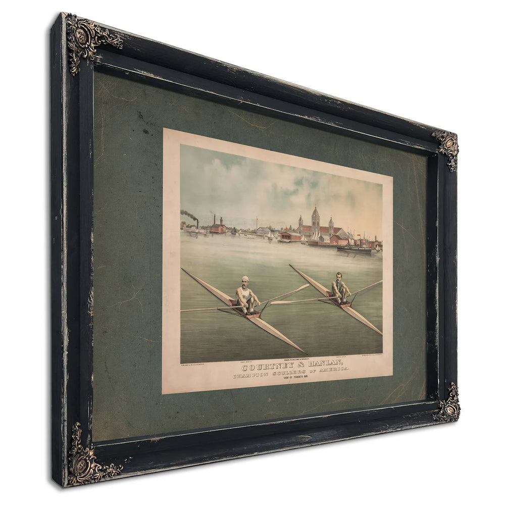 Courtney Hanlan Champion Scullers of America View of Toronto Bay 1879 — Ebony Framed Canvas Print | Bella Frye
