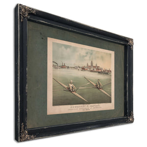 Courtney Hanlan Champion Scullers of America View of Toronto Bay 1879 — Ebony Framed Canvas Print | Bella Frye