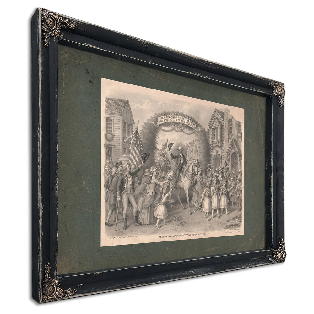 George Washington Entering Trenton 1789 197 — Ebony Framed Canvas Print | Bella Frye