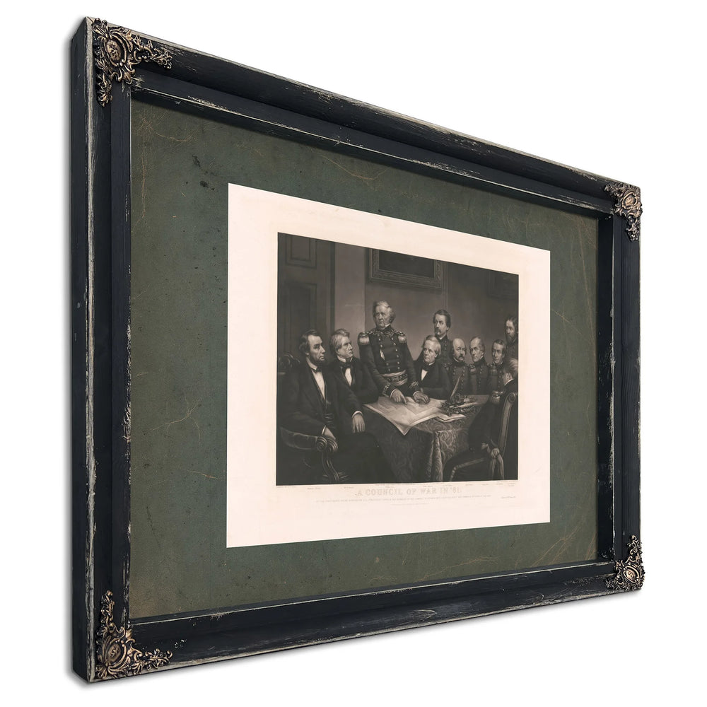 a Council of War in 61 19th Century — Ebony Framed Canvas Print | Bella Frye