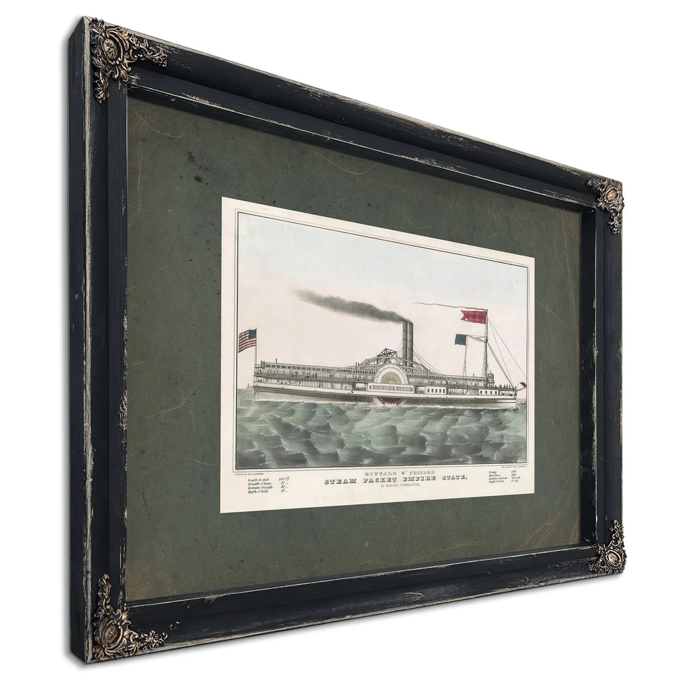 Buffalo Chicago Steam Packet Empire State_ M Hazard Commander 1835 1856 — Ebony Framed Canvas Print | Bella Frye