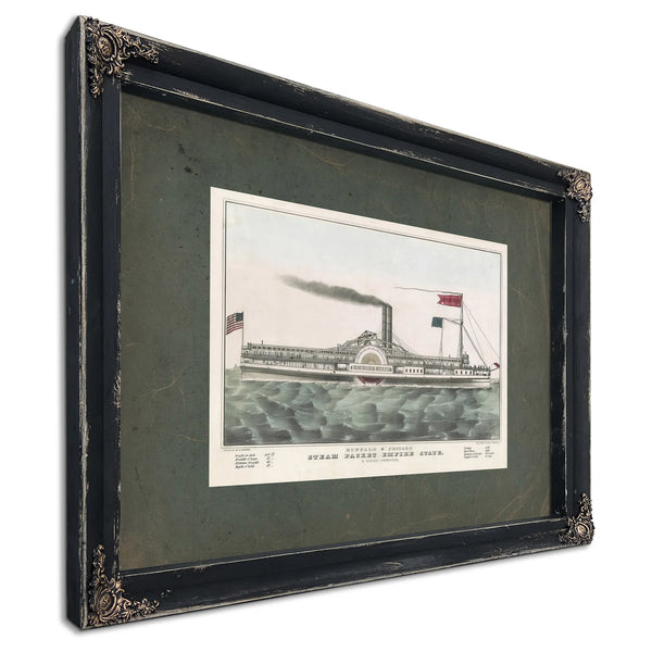 Buffalo Chicago Steam Packet Empire State_ M Hazard Commander 1835 1856 — Ebony Framed Canvas Print | Bella Frye