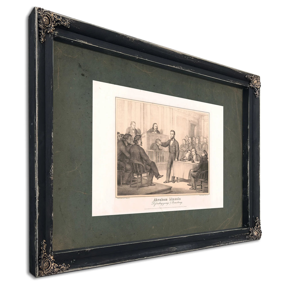 Abraham Lincoln Defending Young Armstrong 1865 — Ebony Framed Canvas Print | Bella Frye