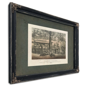 Commissary Department Encampment of the Mass 6th Regiment of Volunteers at T — Ebony Framed Canvas Print | Bella Frye