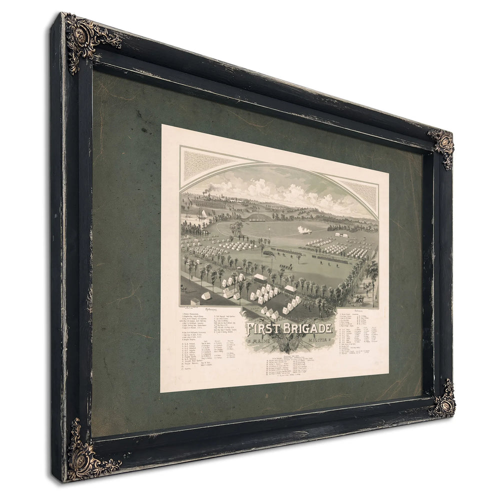Encampment of First Brigade Maine Volunteer Militia 1885 — Ebony Framed Canvas Print | Bella Frye