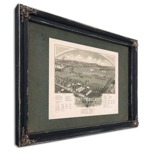 Encampment of First Brigade Maine Volunteer Militia 1885 — Ebony Framed Canvas Print | Bella Frye