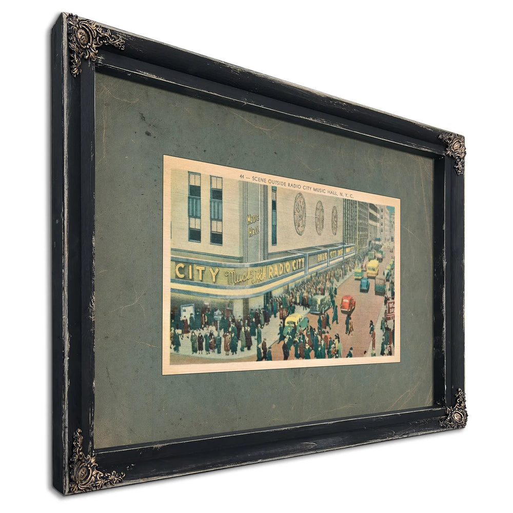 The Grand Marquee Radio Citys Luminous Throng — Ebony Framed Canvas Print | Bella Frye