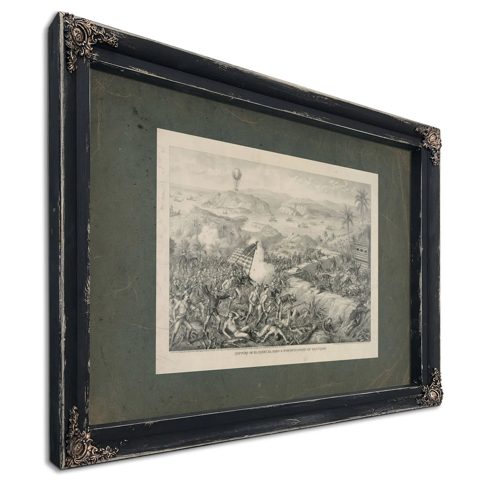 Capture of El Caney El Paso Fortifications of Santiago 1898 — Ebony Framed Canvas Print | Bella Frye