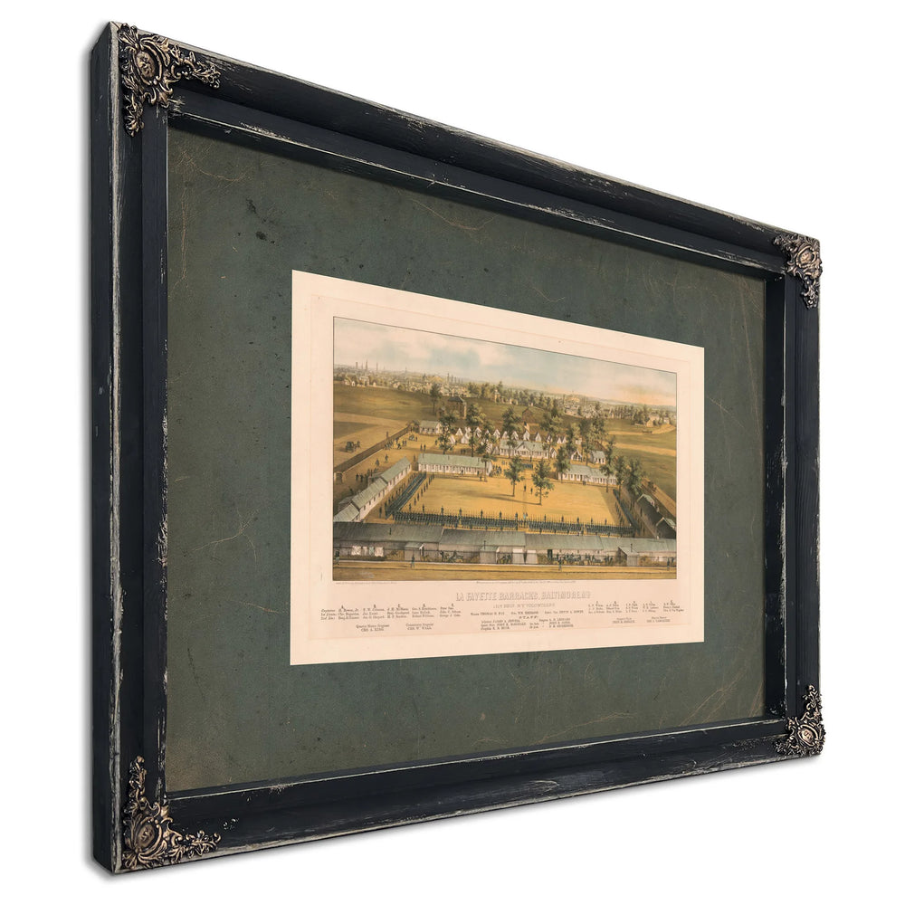 La Fayette Barracks Baltimore Md 1862 — Ebony Framed Canvas Print | Bella Frye