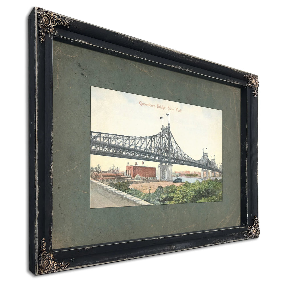 The Iron Crossing at Blackwells Island — Ebony Framed Canvas Print | Bella Frye