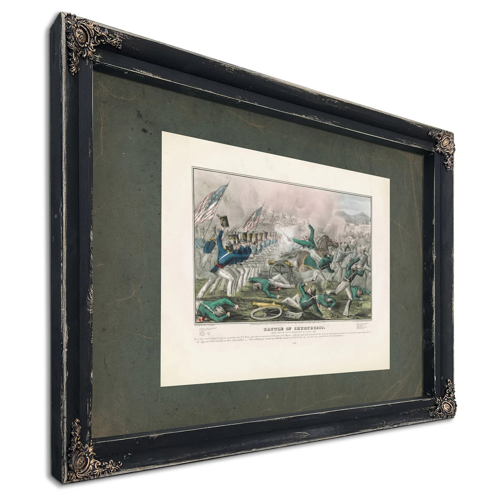 Battle of Churubuscofought Near the City of Mexico 2th of August 1847 1847 — Ebony Framed Canvas Print | Bella Frye