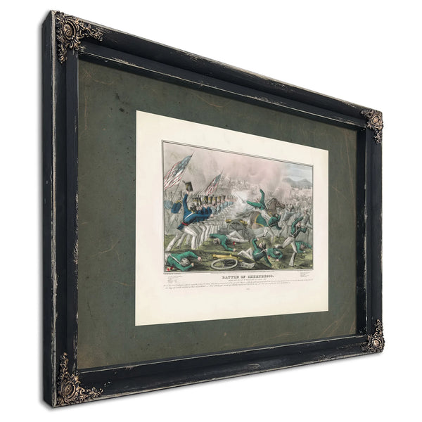 Battle of Churubuscofought Near the City of Mexico 2th of August 1847 1847 — Ebony Framed Canvas Print | Bella Frye