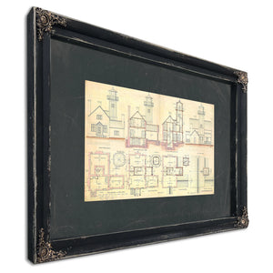 The Keepers Blueprint Leading Point Light Station Plans — Ebony Framed Canvas Print | Bella Frye