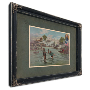 Col Funston and 2th Kansas Volunteers Crossing the River at Calumpit April — Ebony Framed Canvas Print | Bella Frye