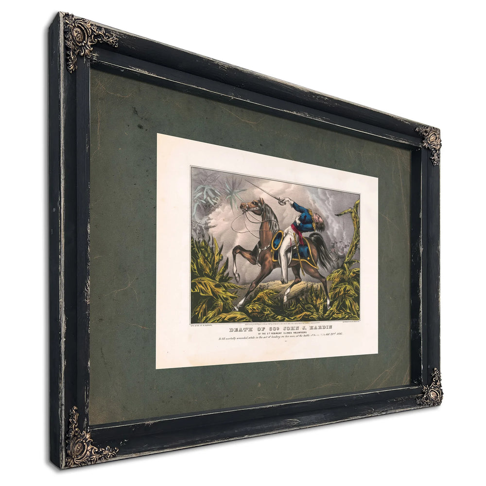 Death of Colonel John J Hardin of the 1st Regiment Illinois Volunteers 1847 — Ebony Framed Canvas Print | Bella Frye