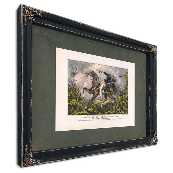 Death of Colonel John J Hardin of the 1st Regiment Illinois Volunteers 1847 — Ebony Framed Canvas Print | Bella Frye