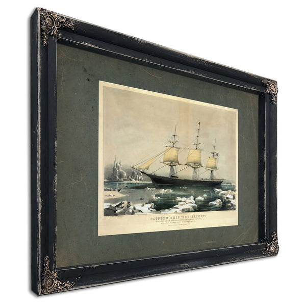 Clipper Ship Red Jacket_ in the Ice Off Cape Horn on Her Passage From Austra — Ebony Framed Canvas Print | Bella Frye