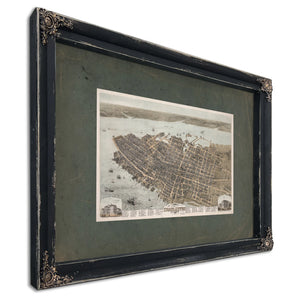 Birds Eye View of the City of Charleston South Carolina 1872 1872 — Ebony Framed Canvas Print | Bella Frye