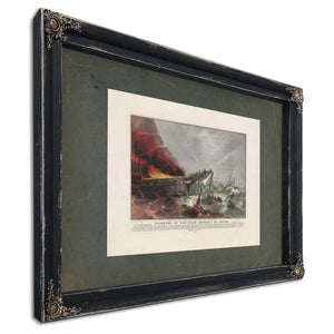 Burning of the Ocean Monarch of Boston in the English Channel August 24th 18 — Ebony Framed Canvas Print | Bella Frye