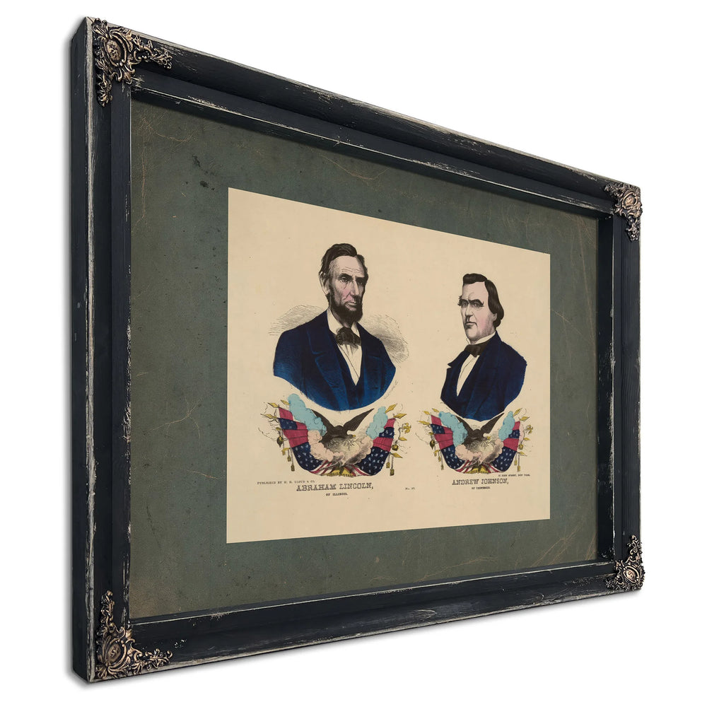 Abraham Lincoln of Illinois Andrew Johnson of Tennessee 1864 — Ebony Framed Canvas Print | Bella Frye