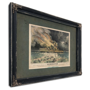 Awful Conflagration of the Steam Boat Lexington in Long Island Sound on Mond — Ebony Framed Canvas Print | Bella Frye