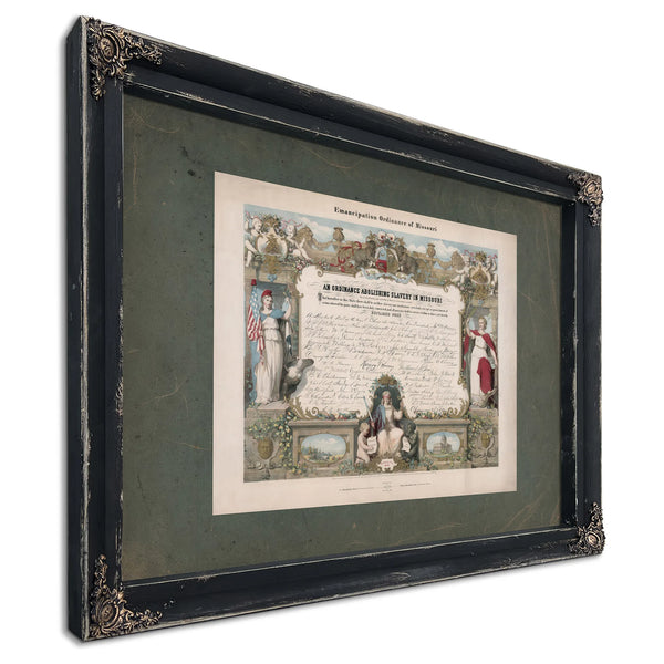 Emancipation Ordinance of Missouri an Ordinance Abolishing Slavery in Missou — Ebony Framed Canvas Print | Bella Frye