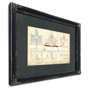 The Keepers Vigil Point Lookout Light Station Blueprint — Ebony Framed Canvas Print | Bella Frye
