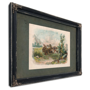 Buffalo Hunt in the Wild West 1897 — Ebony Framed Canvas Print | Bella Frye