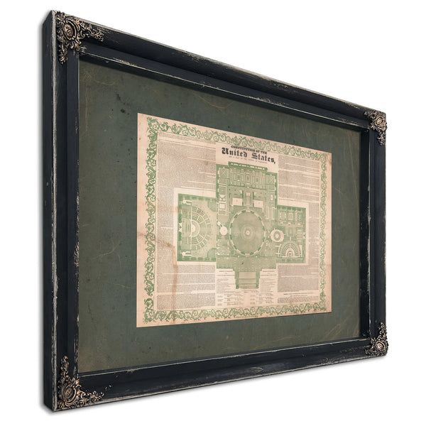 Constitution of the United States and a Plan of the Capitol at Washington 18 — Ebony Framed Canvas Print | Bella Frye
