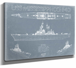 USS Mississippi (CGN-40) Blueprint Wall Art