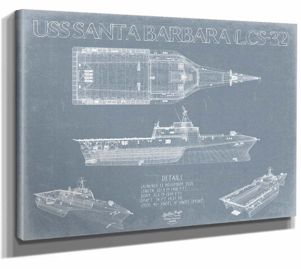 USS Santa Barbara (LCS-32) Blueprint Wall Art