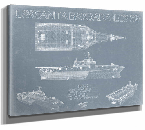 USS Santa Barbara (LCS-32) Blueprint Wall Art