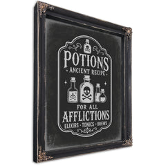 Afflictions Apothecary Sign Halloween wall art, Ebony frame