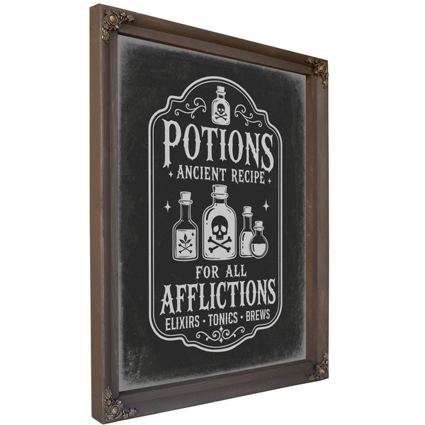 Afflictions Apothecary Sign Halloween wall art, Bourbon frame