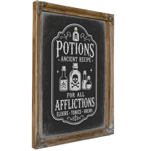 Afflictions Apothecary Sign Halloween wall art, Verdigris frame